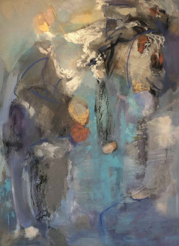 Circus, Anne Leveque Abstract Oil