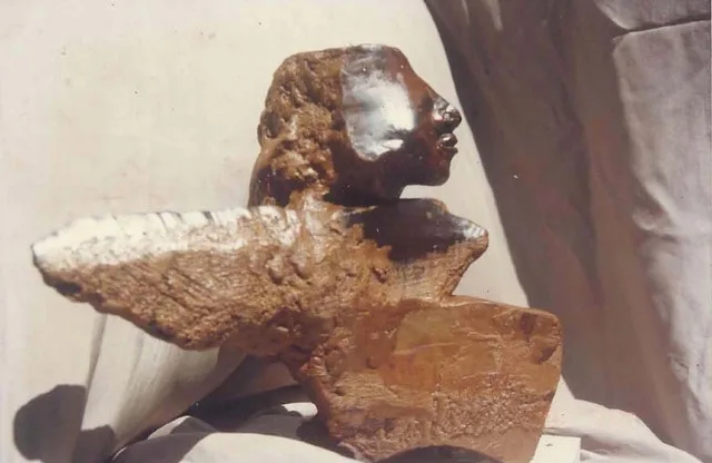 Abstract bronze scultpture of a woman's bust